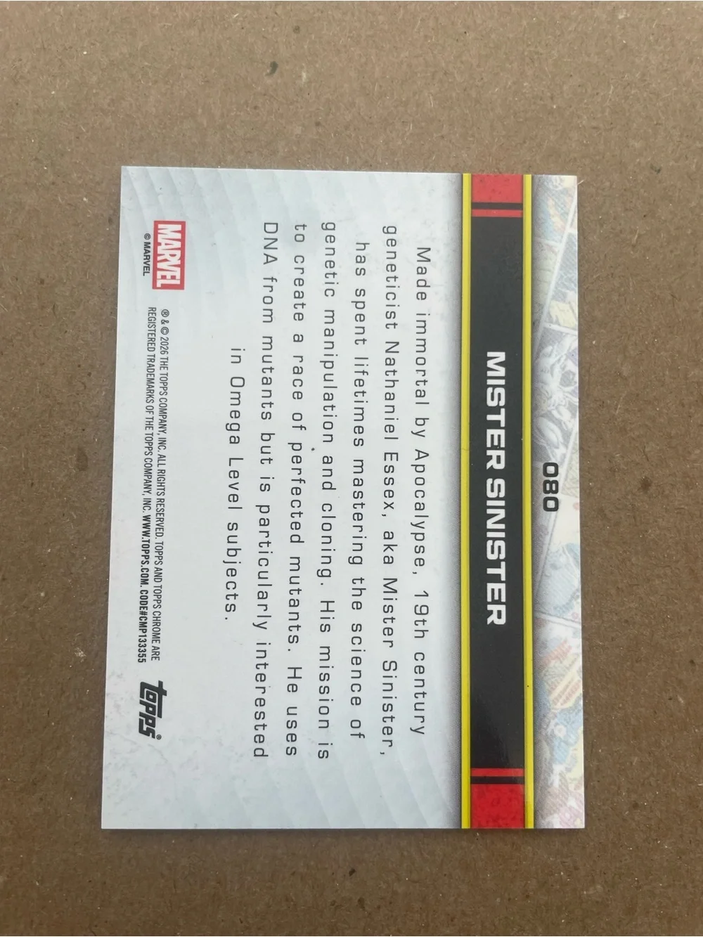 2026 Topps Chrome Marvel Comics Mister Sinister X-Fractor SP #080